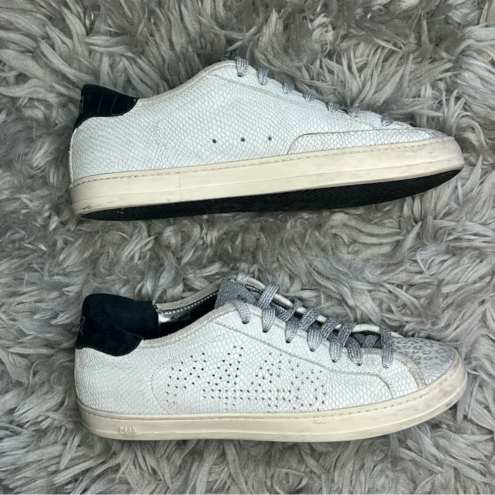 P448 John leopard print lace up distressed sneakers women’s shoe size 7